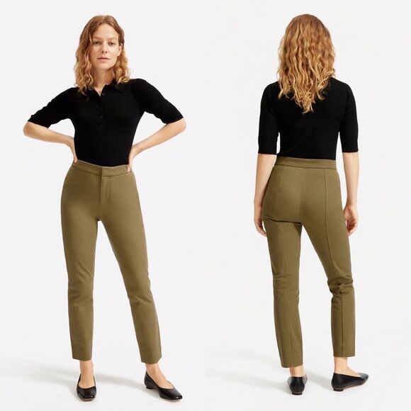 Everlane Pants - Everlane Size 4 The Fixed-Waist Stretch Cotton Pant Military Olive Green